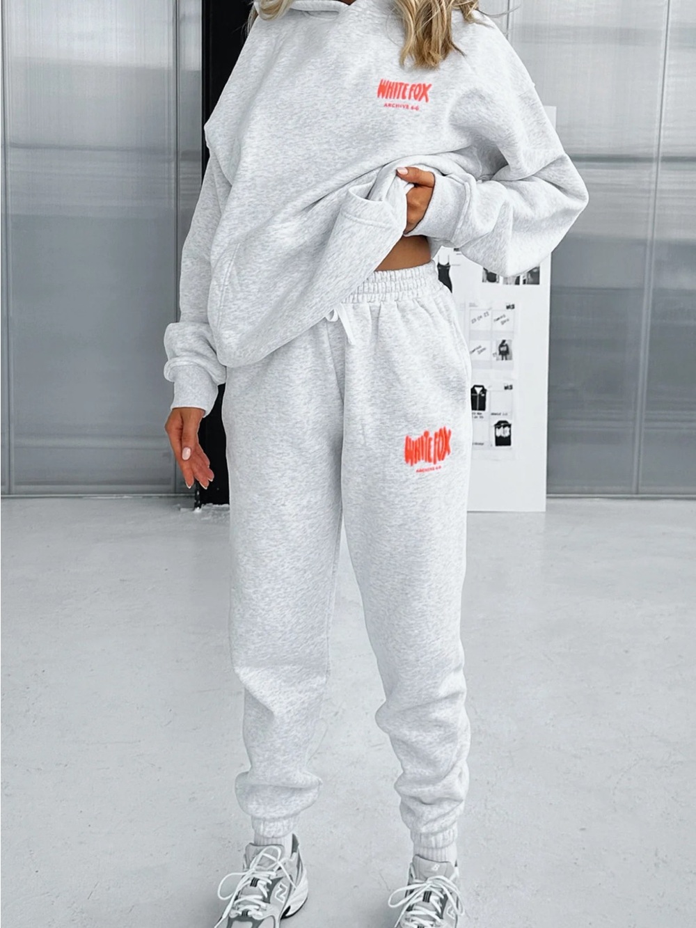 White Fox Light Gray Logo Joggers